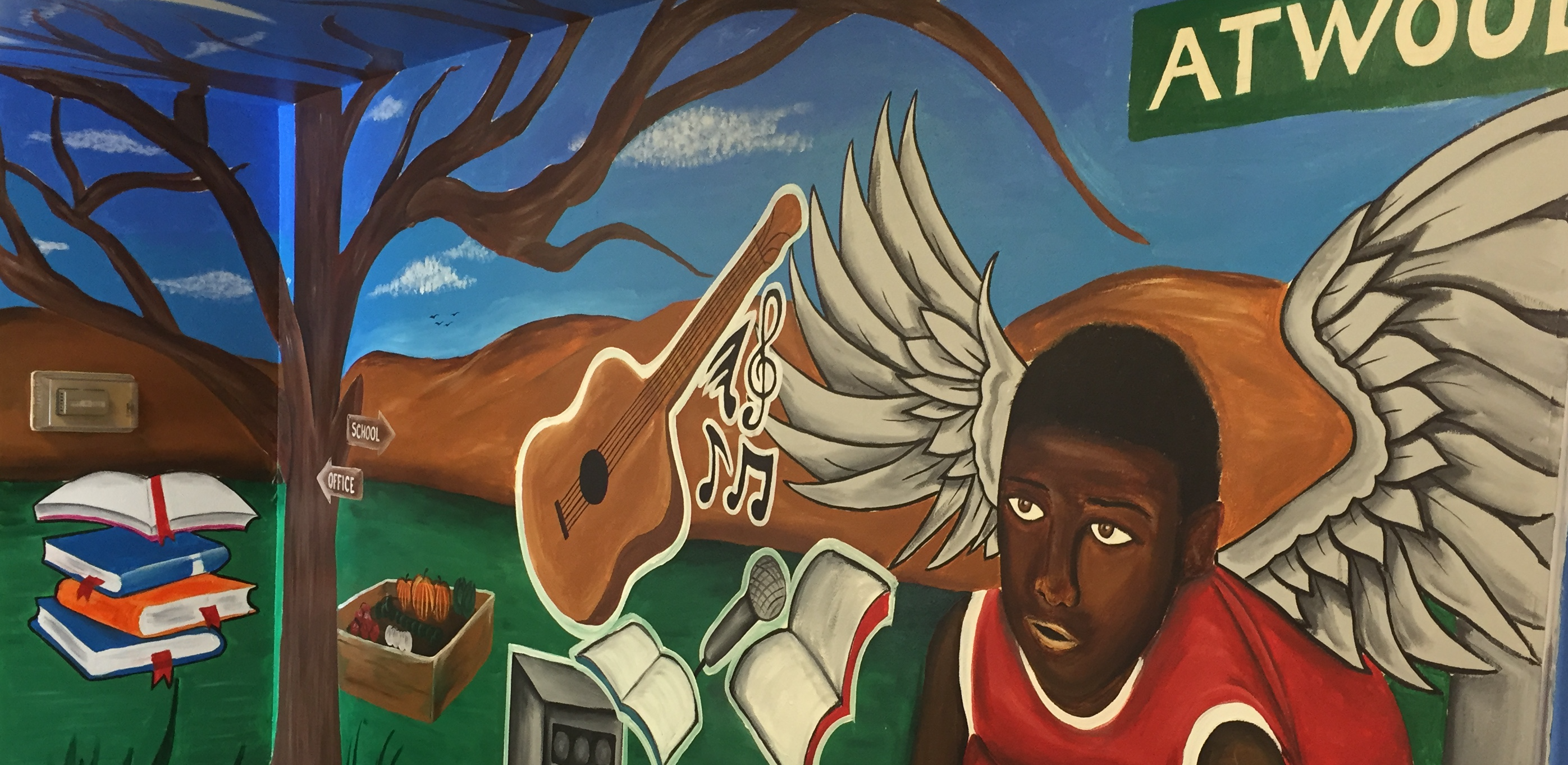 Madison Public Library's Bubbler Making Justice "Welcome" mural residency with Rodrigo Carapia