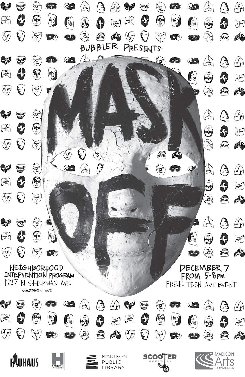 Madison Public Library Bubbler Making Justice Mask Off teen art exhibition