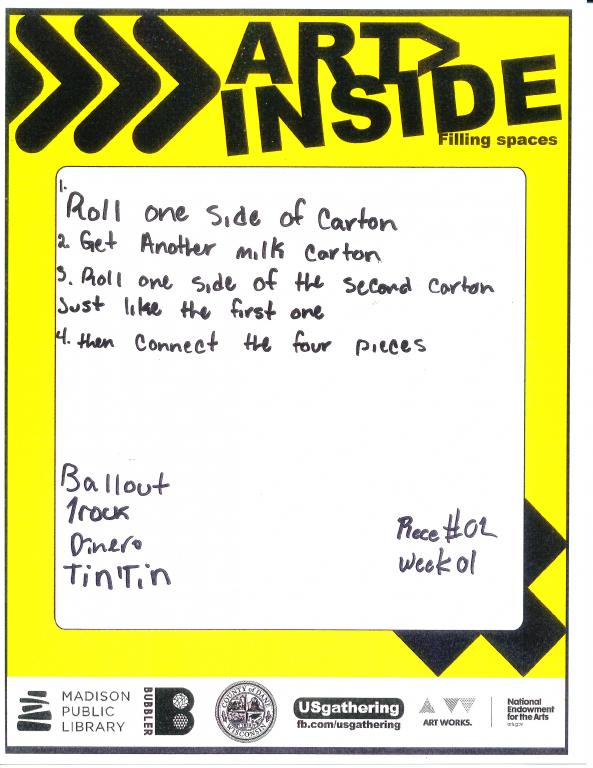 handwritten instructions from four teens to continue their art piece next week