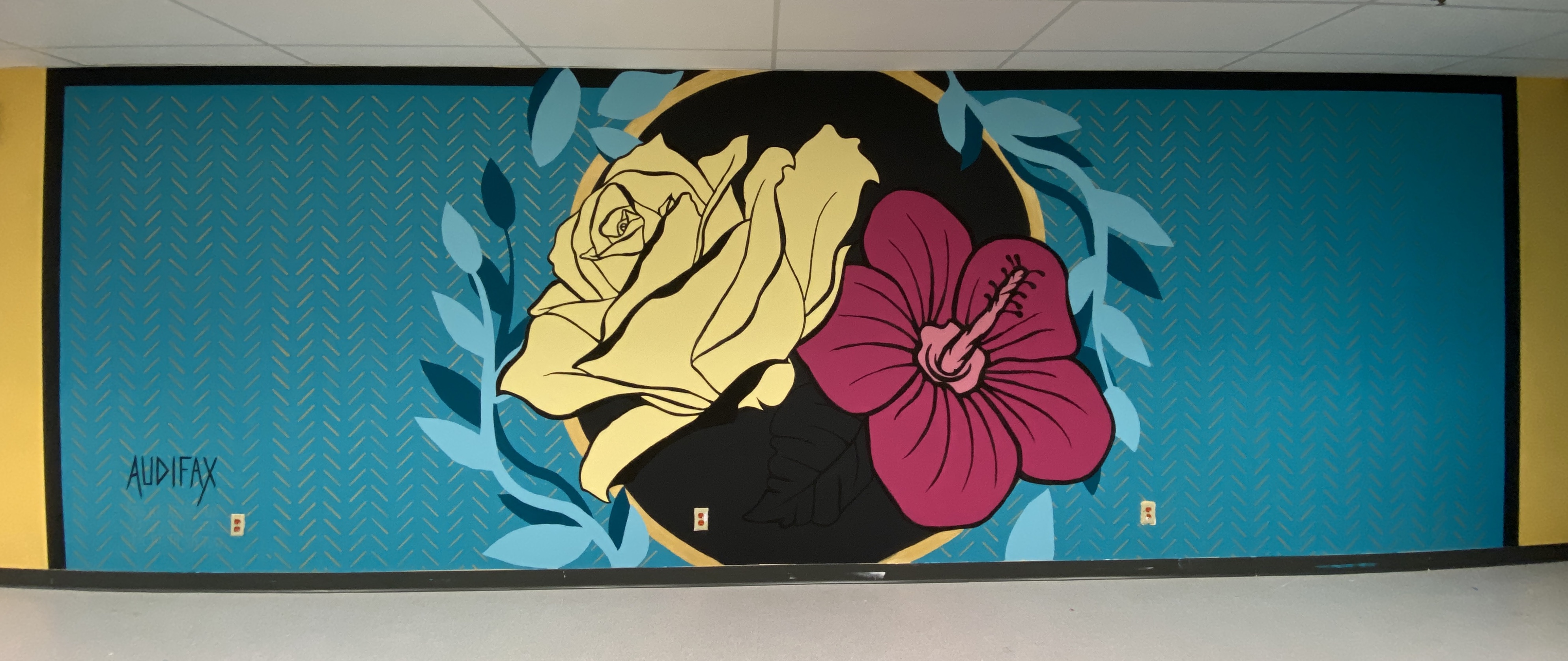 "Bloom" mural by Audifax and teens at Youth Justice & Prevention in Madison, WI