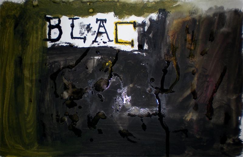 black4.jpg the word "black" surrounded by black paint covering the image