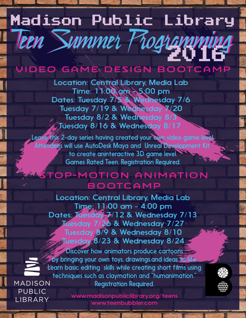 2016 Teen bootcamp schedule