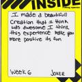 handwritten teen reflection from Joker, explaining his beautiful creation and the positive experience